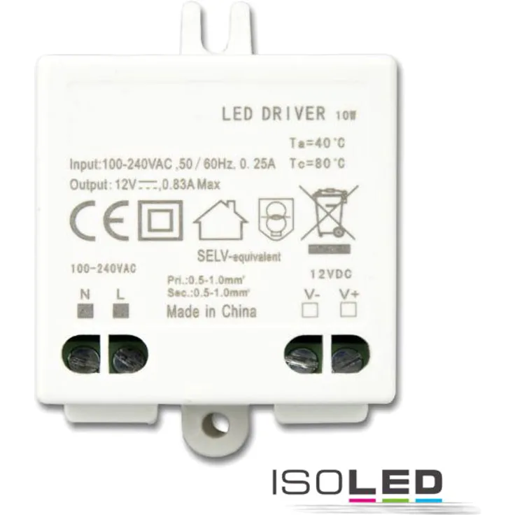 ISOLED LED Trafo 12V-DC, 0-10W, SELV