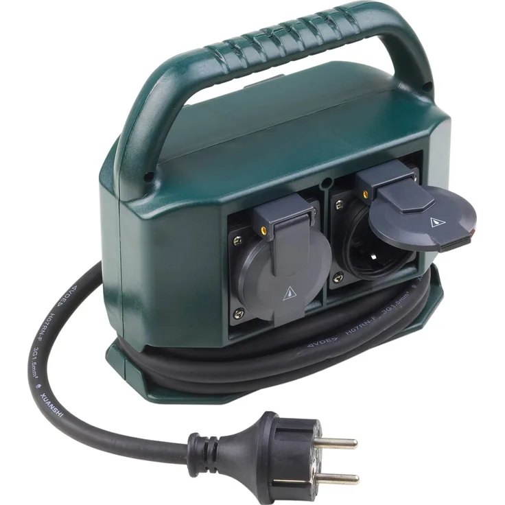 Meister Stromverteiler 4-fach - 2 m Kabel - Gummischlauchleitung - IP44 Außenbereich - Verteilersteckdose - Feuchtraum-Steckdosenverteiler - Außensteckdose - Outdoor Steckdosen-Block - 7430960