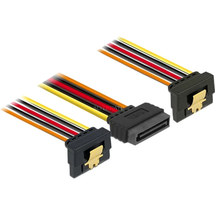Delock Kabel SATA 15 Pin Strom Stecker mit Einrastfunktion > 2 x SATA - 15 Pin Strom Buchse - 15 cm (60145)
