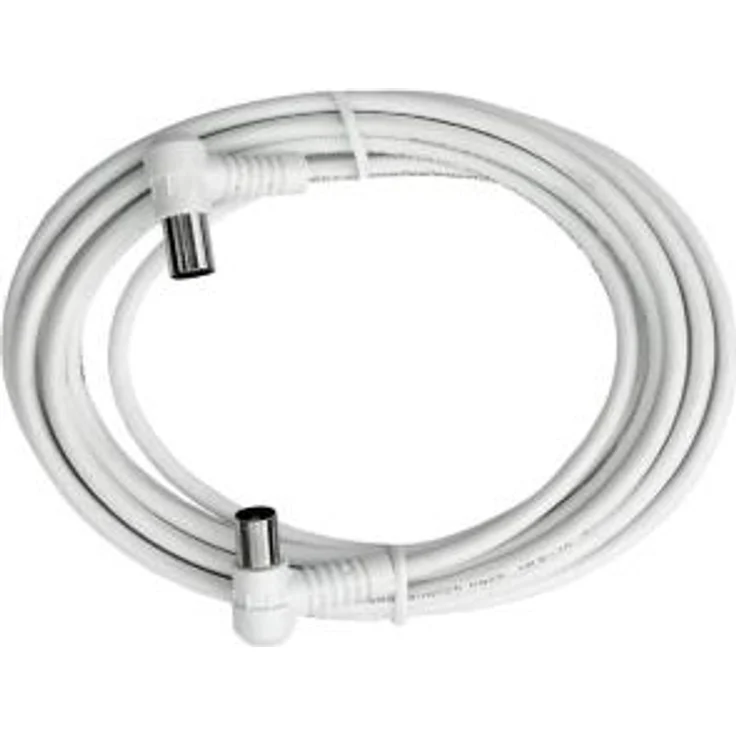 Axing BAK 153-00 Anschlusskabel IEC, Koax-Winkelstecker mit Koax-Kupplung, hochgeschirmt (1,5 m) weiß