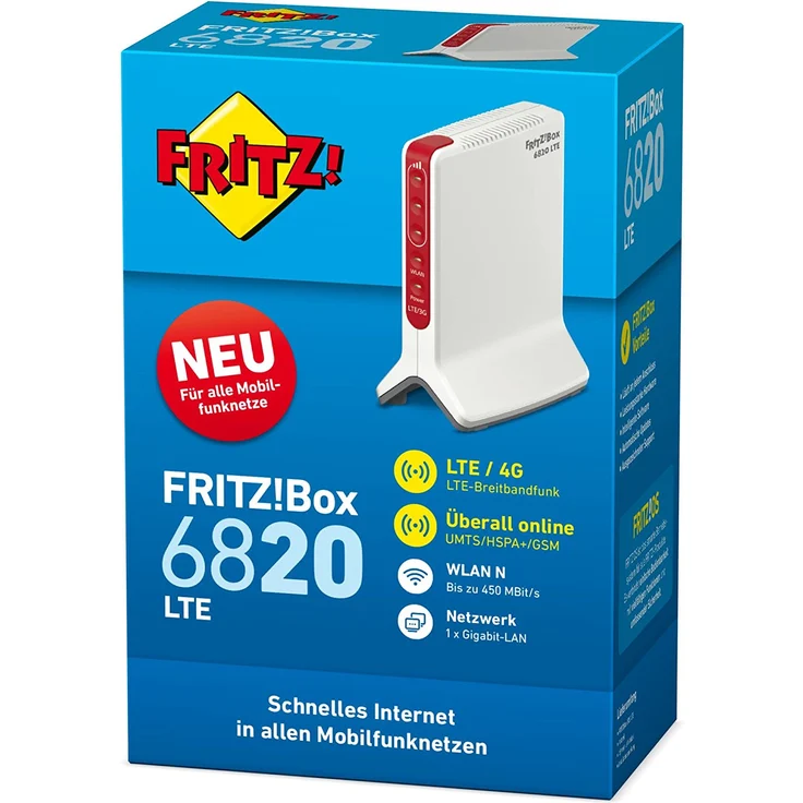 AVM FRITZ!Box 6820 (LTE (4G) bis 150 MBit-s, UMTS (3G) bis 42 MBit-s, WLAN N bis 450 MBit-s, 1 x Gigabit-LAN), deutschsprachige Version – Bild 2
