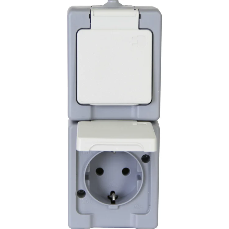 Kopp 130348009 Schutzkontakt-Steckdose 2-fach, Aufputz-Feuchtraum Standard – Bild 1