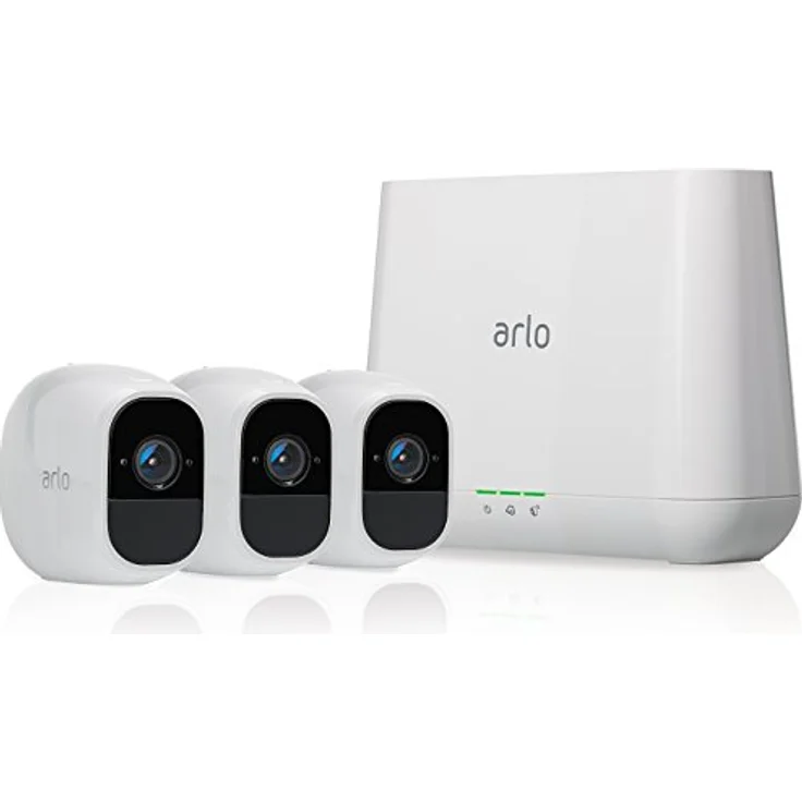 Arlo Pro2 Überwachungskamera & Alarmanlage, 1080p HD, 3er Set, Smart Home, kabellos, Innen/Außen, Nachtsicht, 130 Grad Blickwinkel, WLAN, 2-Wege Audio, wetterfest, Bewegungsmelder, (VMS4330P) - Weiß
