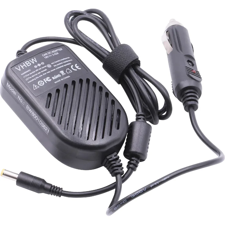 VHBW KFZ-Ladekabel passend für Acer Aspire 7551, 7551G, 7552, 7560G, 7720 Laptop, Notebook - Ladegerät 12V, 65W
