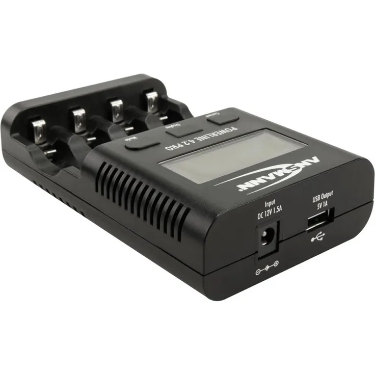 ANSMANN Batterieladegerät für 4X AA-AAA NiMH Akkus - Ladegerät mit 5 Ladeprogrammen: Laden, Entladen, Testen, Refresh, Schnellladen + USB-Lader - Powerline 4.2 Pro Akku-Ladegerät