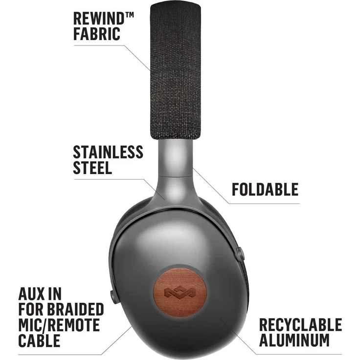 The House of Marley Positive Vibration XL Signature Black Over-Ear-Kopfhörer, schwarz – Bild 6
