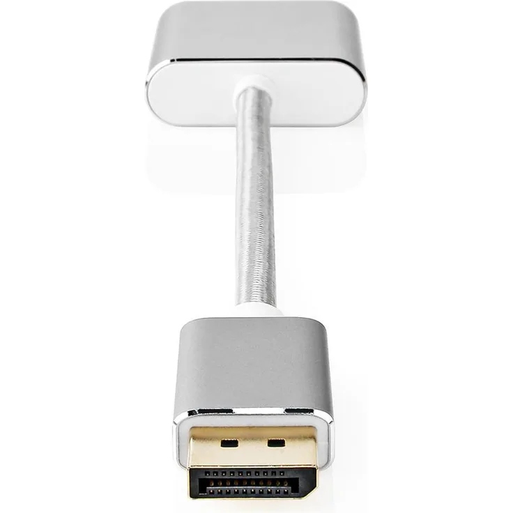 Nedis Displayport-Kabel | DisplayPort Stecker | DVI-D 24+1-Pin Buchse | 1080p | Vergoldet | 0.20 m | Rund | Geflochten | Silber | Verpackung mit Sichtfenster