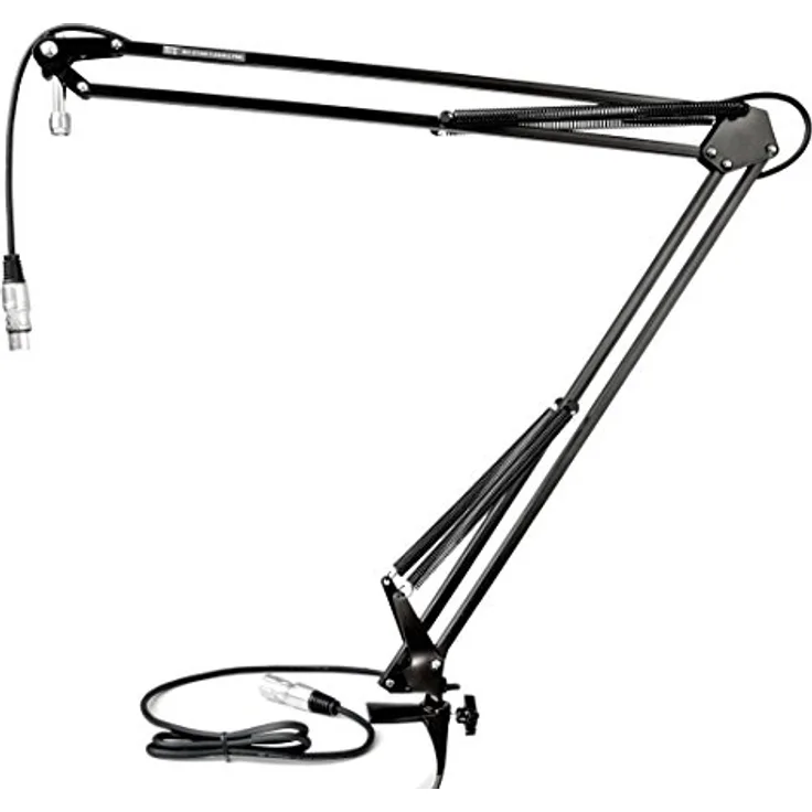 TIE Studio Flexible Mic Stand Pro Mikrofonhalterung Mikrofonarm (inkl. 2, 5m XLR Mikrofonkabel, 5-8 Gewindeanschluss & 360 Grad verstellbar), schwarz, 19-90007 (1)