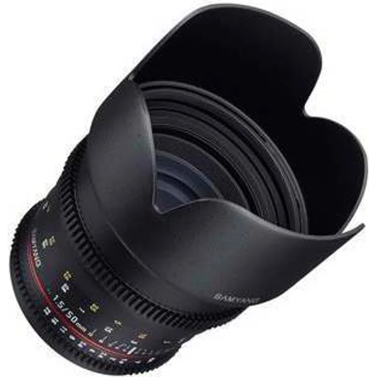 Samyang 50-1,5 Objektiv Video DSLR Canon EF manueller Fokus Videoobjektiv 0,8 Zahnkranz Gear, Porträtobjektiv schwarz – Bild 1