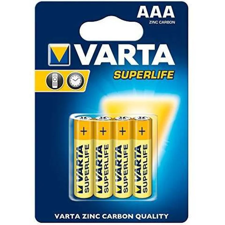 Varta Superlife AAA Batterie (Zink-Kohle, 4er Blister, Niedrigstrom-Geräte, einfache Anwendungen wie Fernbedieungen, Wanduhren und Wecker) – Bild 1