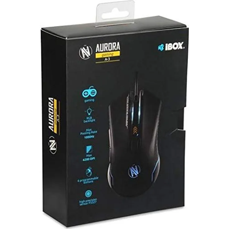 iBox Aurora A-3 Gaming Mouse schwarz, USB (IMOGS9002)