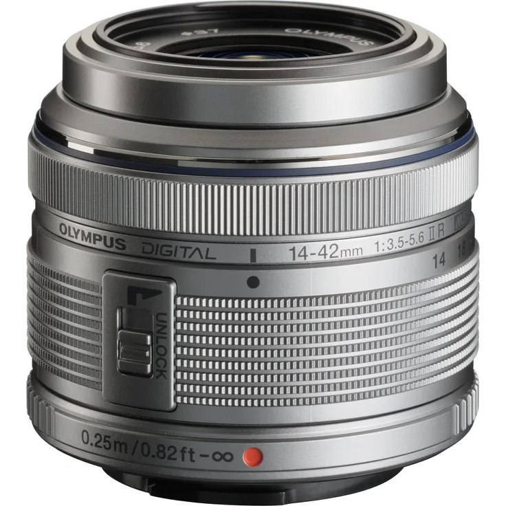 Olympus M.Zuiko Digital 14-42mm F3.5-5.6 II R Lens, for Micro Four Thirds Cameras (Silver)