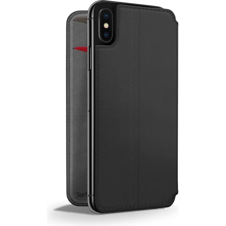 Twelve South SurfacePad für iPhone XS Max | Schmales Luxuslederfolio mit Auto Wach--Schlaffunktion (Schwarz)