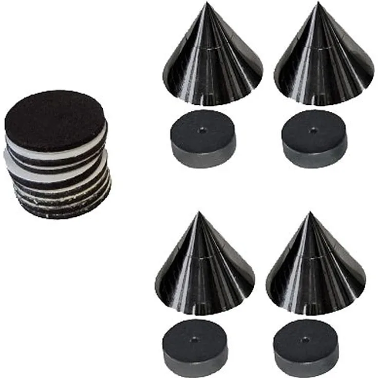 Dynavox Sub-Watt-Absorber 4er Set, höhenverstellbare Entkoppler für HiFi-Geräte und Lautsprecher mit Unterlegscheiben, schwarz