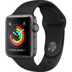Apple Watch Series 3 GPS Smartwatch Unisex, 38mm, Aluminiumgehäuse, Sportarmband, Space Grau/Schwarz