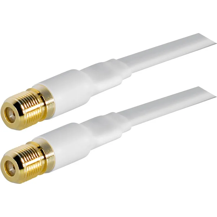 Fensterdurchführung High Tech F-Kupplung auf F-Kupplung goldfarben Flachkabel, 0,30 m Länge