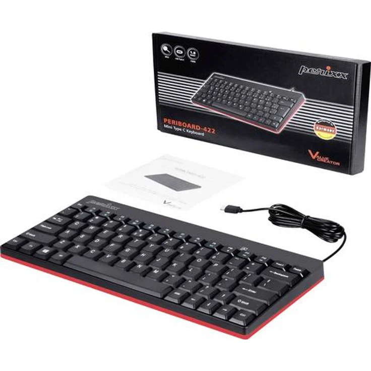 Perixx USB-Tastatur Deutsch, QWERTZ Schwarz USB-Anschluss (PERIBOARD-422 DE) – Bild 1