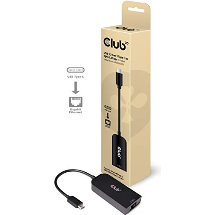 Club 3D USB 3.2 Adapter Typ-C zu 2, 5 Gigabit Ethernet ST.-BU. schwarz CAC-1520