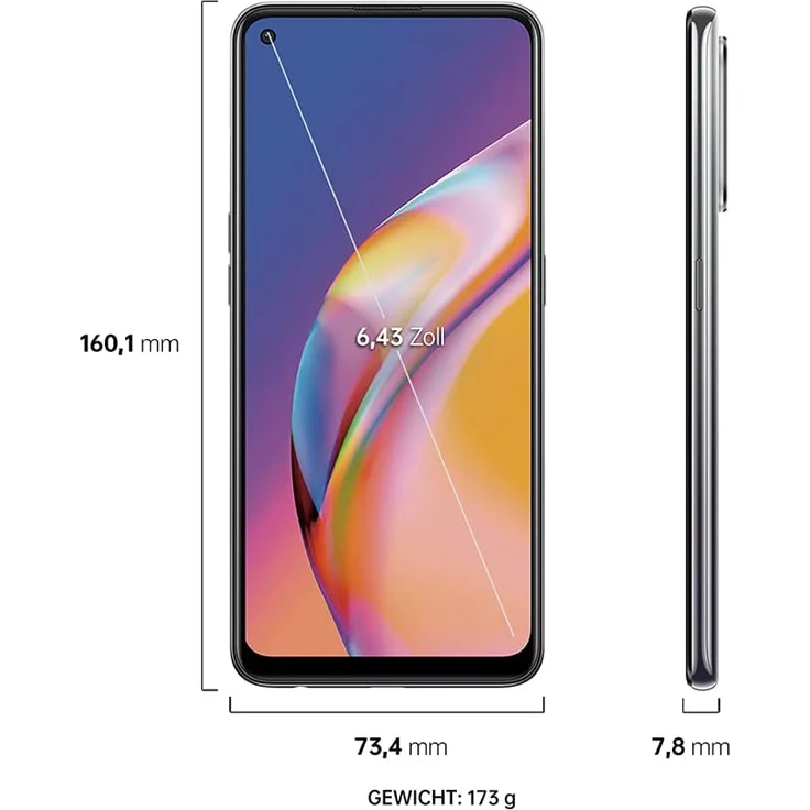 Oppo A94 5G Smartphone 16,26cm (6,42 Zoll) AMOLED-Display, 128GB interner Speicher, 8GB RAM, Dual-SIM, Android 11, Fluid Black – Bild 7