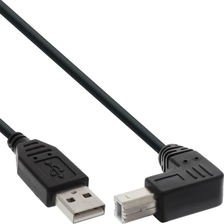 InLine - USB-Kabel - USB (M) bis USB Typ B (M) nach unten gewinkelt - 30cm - Schwarz (34503U)