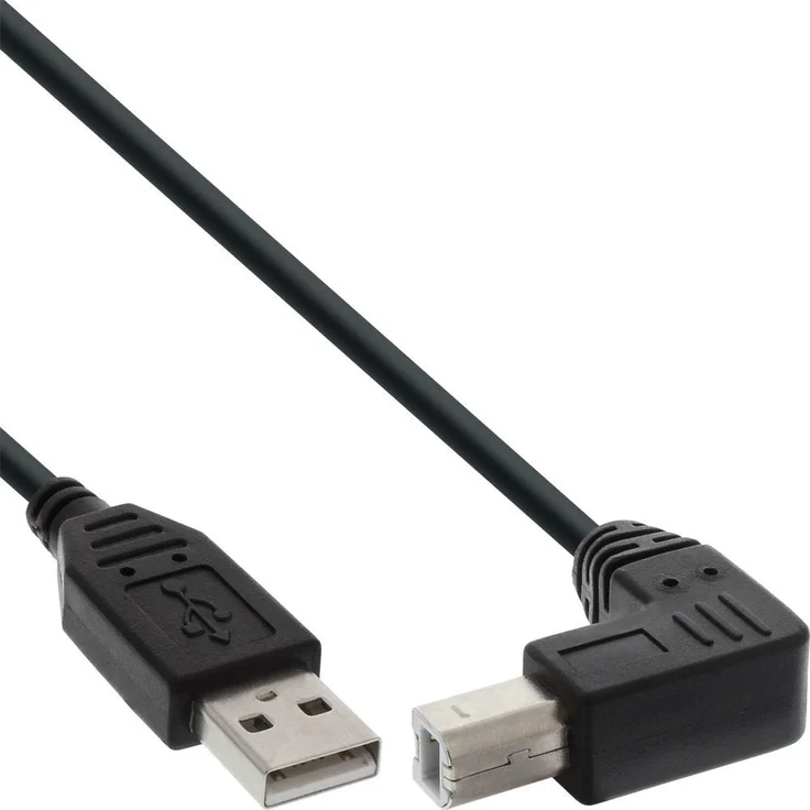 InLine - USB-Kabel - USB (M) bis USB Typ B (M) nach unten gewinkelt - 30cm - Schwarz (34503U) – Bild 1
