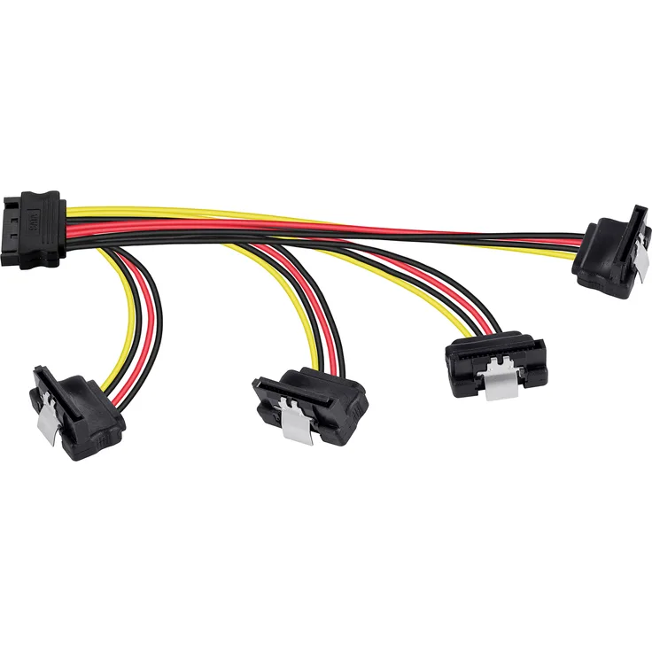 Poppstar SATA Stromkabel Adapter (vierfach 14-26,5cm) (Sata Kabel Stromadapter 1x Stecker (m) auf 4x Buchse (w) gewinkelt)