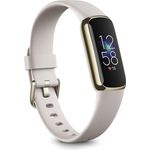 Fitbit Luxe Fitness-Tracker GPS, Damen, Einheitsgröße, Edelstahlgehäuse, Silikonarmband, Mondweiß/Softgold