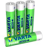 VARTA Recharge Akku Phone AAA (Micro 800 mAh Ni-Mh Akku, geeignet für schnurlose Telefone) 4er Pack
