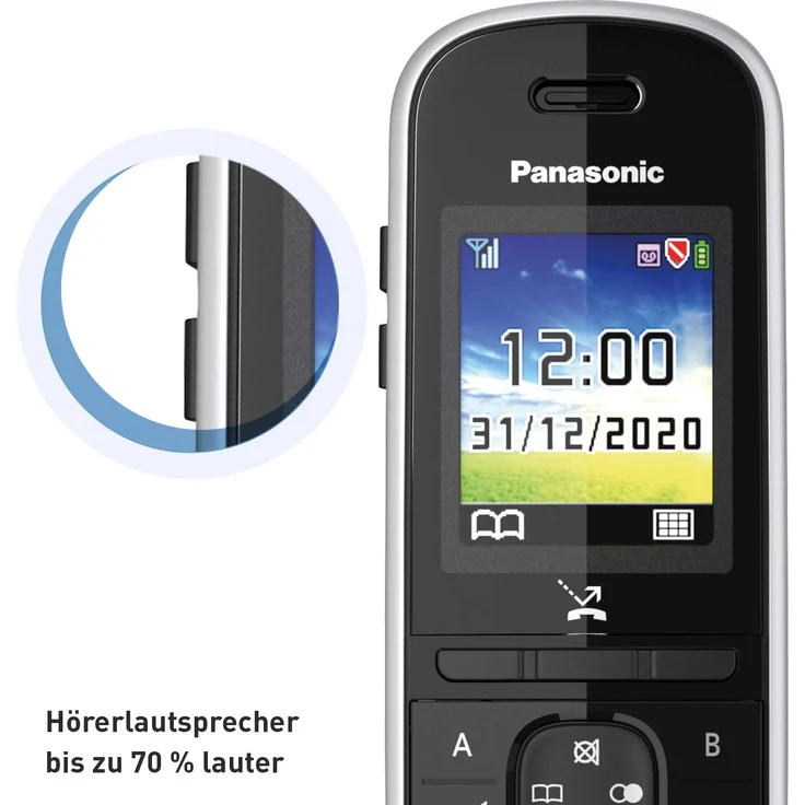 Panasonic KX-TGH722GS Schnurlostelefon Duo mit Anrufbeantworter (DECT Telefon, strahlungsarm, Farbdisplay, Anrufsperre, Freisprechen), schwarz, silber – Bild 5