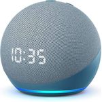 Amazon Echo Dot mit Uhr (4. Generation) Smart Clock für den Nachttisch, mit Alexa, Blaugrau