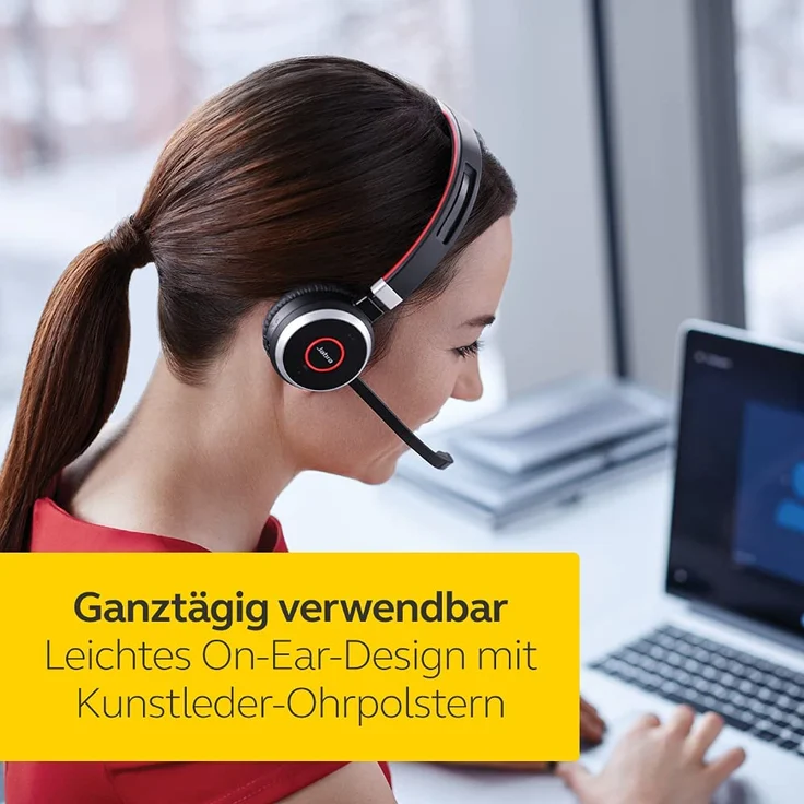 Jabra Evolve 65 Wireless Stereo On-Ear Headset Microsoft zertifizierte Kopfhörer mit langer Akkulaufzeit USB Bluetooth Adapter Schwarz (100-98500000-99) – Bild 7
