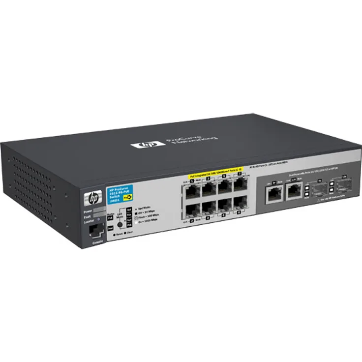 HP Aruba 2530 8G Desktop Gigabit Managed Switch, 8x RJ-45, 2x RJ-45/SFP (J9777A)