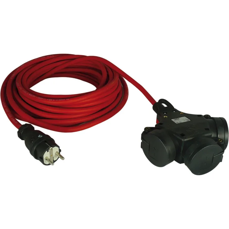 REV Ritter 006716 Verlängerung Schutzkontakt, 3-fach, H07RN-F, 1.5 mm², 10 m, rot