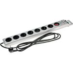 Brennenstuhl Super-Solid, Steckdosenleiste 8-fach mit Überspannungsschutz (2,5m Kabel und Schalter - aus bruchfestem Polycarbonat) silber
