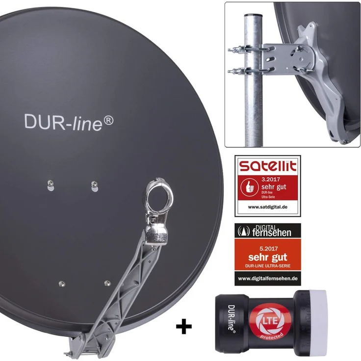 DUR-line Select 60/65 cm Sat Anlage 1 Teilnehmer Komplett Set anthrazit – Bild 1
