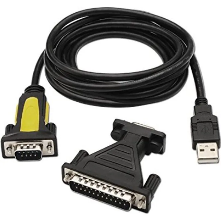 Nanocable 10.03.0002 - USB zu SERIE Druckerkonverter, Typ A-M-RS232 DB9-M DB25-M, männlich-männlich, schwarz, 1.8 mts
