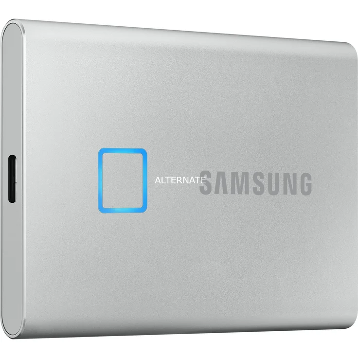 Samsung T7 Touch MU-PC1T0S - Solid-State-Disk - verschlüsselt - 1 TB - extern (tragbar) - USB 3.2 Gen 2 (USB-C Steckverbinder) - 256-Bit-AES - Silber (MU-PC1T0S/WW) – Bild 1