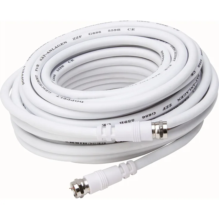 Kopp 33369769 Anschlusskabel Antennen-Verlängerung SAT - 2 F-Stecker 10m, Weiß