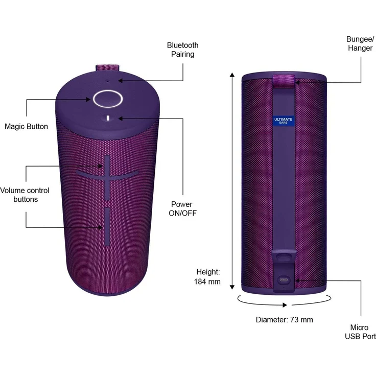 Ultimate Ears Boom 3 Bluetooth-Lautsprecher mit Radio, Webradio, wasserdicht, Violett – Bild 9