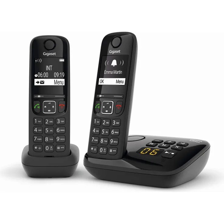 Gigaset AS690A Duo Mobiles schnurloses Telefon mit Freisprecheinrichtung Hohe Qualität, schwarz