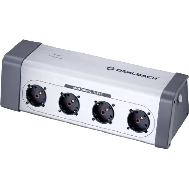 Oehlbach XXL® Powersocket 908 - High-End Mehrfach-Steckdosenleiste für Hifi Geräte, Überspannungsschutz - 4 gefilterte Steckplätze - silber