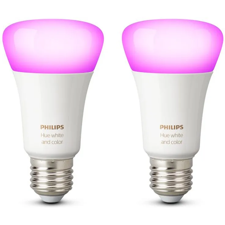 Philips Hue White & Color Ambiance E27 LED Lampe Doppelpack, dimmbar, bis zu 16 Millionen Farben, steuerbar via App, kompatibel mit Amazon Alexa (Echo, Echo Dot), 2 Stück