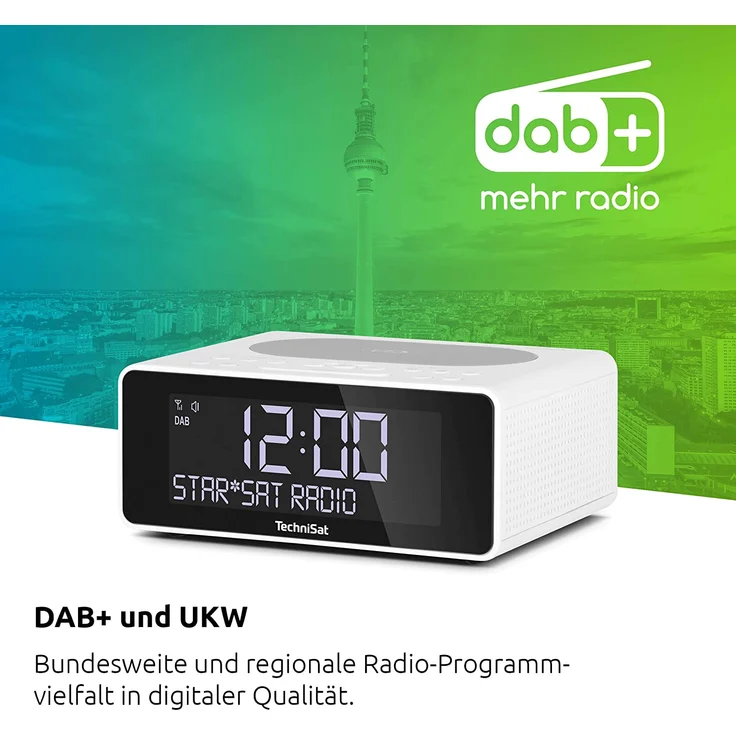 TechniSat DIGITRADIO 52 Radiowecker mit Wecker, LCD-Display, weiß – Bild 3