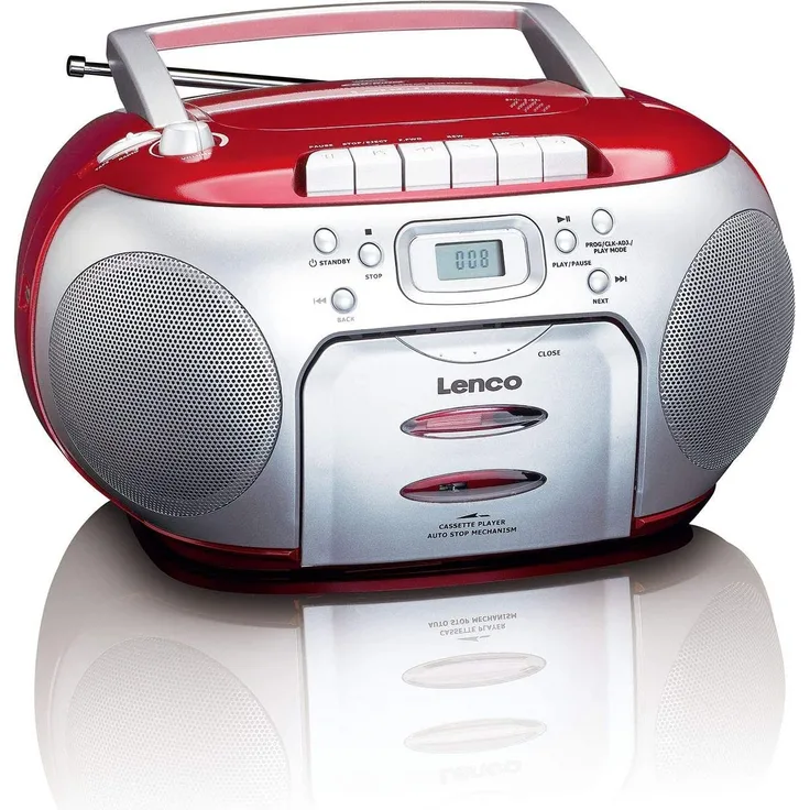 Lenco SCD-420RD CD-Radio, LCD-Display, rot, silber