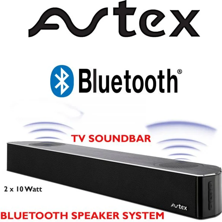 Avtex SB195BT 12V 2.0 Soundbar ohne Subwoofer, kabellos/kabelgebunden, geeignet für TV, schwarz (2019) – Bild 1