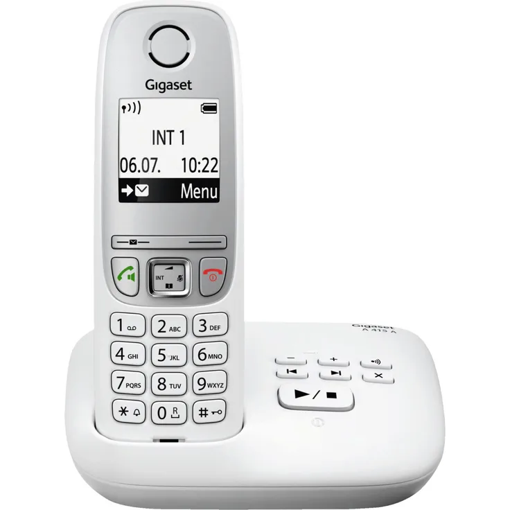 Gigaset A415A Schnurloses Telefon mit Anrufbeantworter (DECT Telefon mit Freisprechfunktion, Grafik Display und leichter Bedienung), Analog-Telefon, weiß