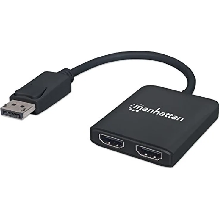 Manhattan 152716 DisplayPort auf 2-Port HDMI Splitter mit Multi-Stream Transport, schwarz