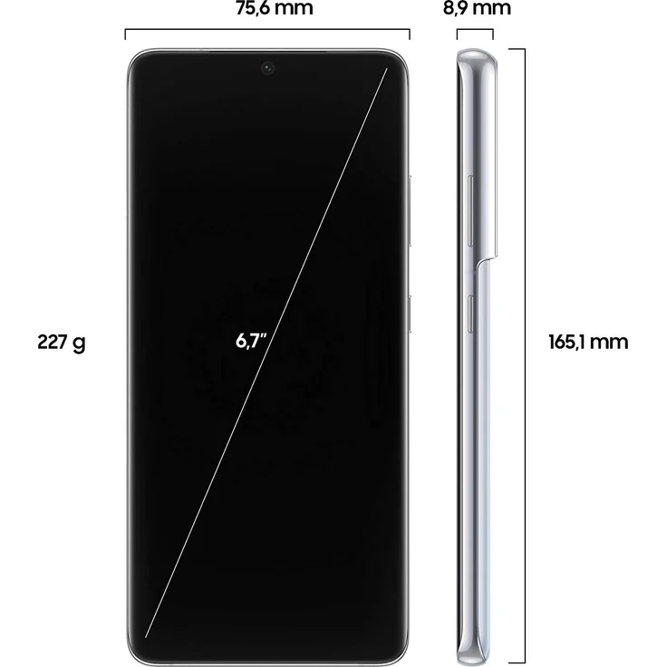 Samsung Galaxy S21 Ultra 5G Smartphone 17,27cm (6,8 Zoll) AMOLED-Display, 256GB interner Speicher, 12GB RAM, Dual-SIM, Phantom Silver – Bild 2