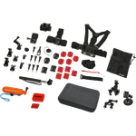 Rollei Actioncam Zubehör Set Sport XL - 49-teiliges Zubehör Set, inkl. Tasche, Mini Stativ und Selfie Stick, kompatibel mit allen Rollei und GoPro Actioncams