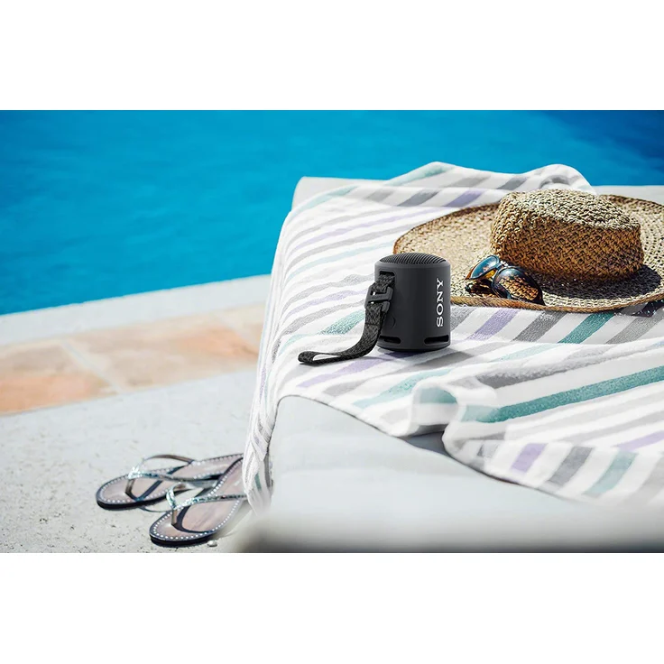 Sony SRS-XB13 Bluetooth-Lautsprecher, tragbar, Extra Bass, 16 Stunden Akkulaufzeit, wasserfest (IP67), Schwarz  – Bild 8